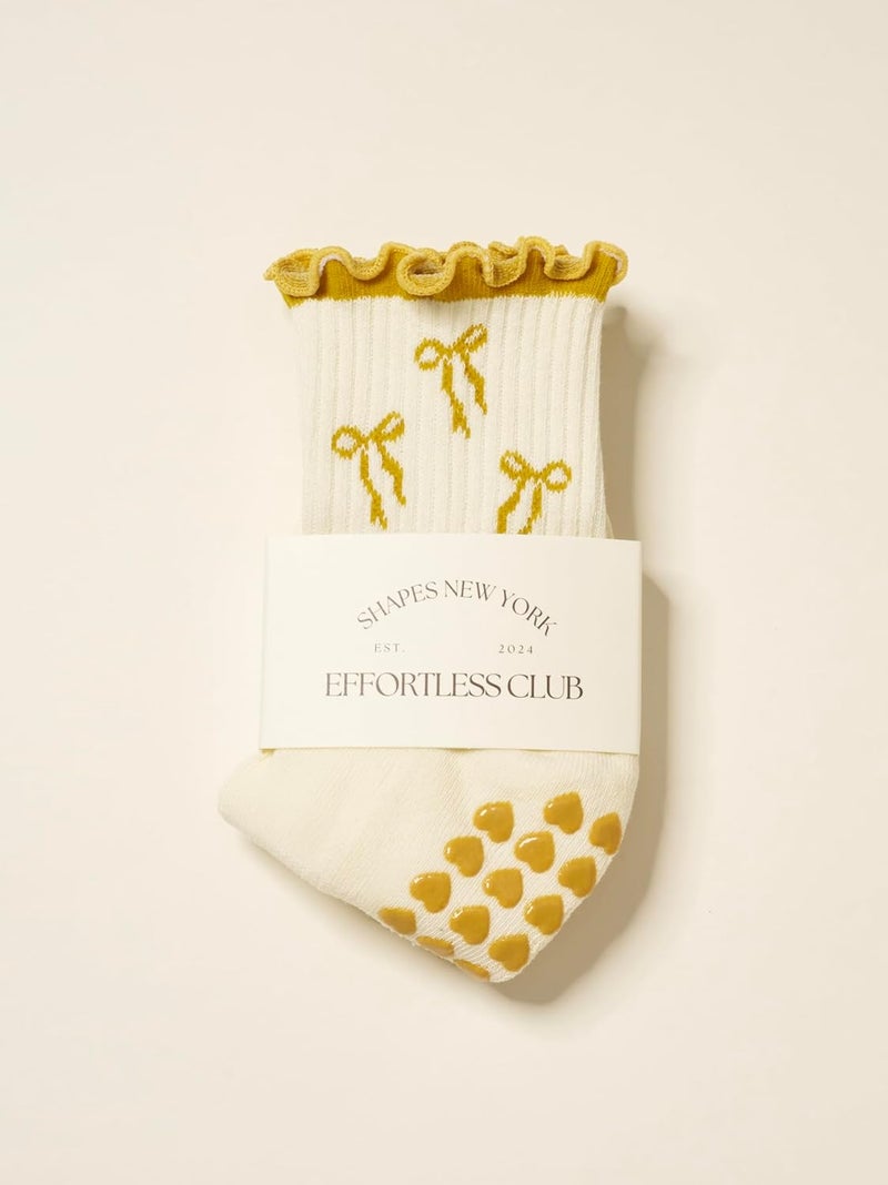 Shapes Studio Crew Half Calf Grip Socks, Cutest Fruits Pilates Socks, Ruffle socks, Non-Slip, Barre Yoga Fitness - Image 5